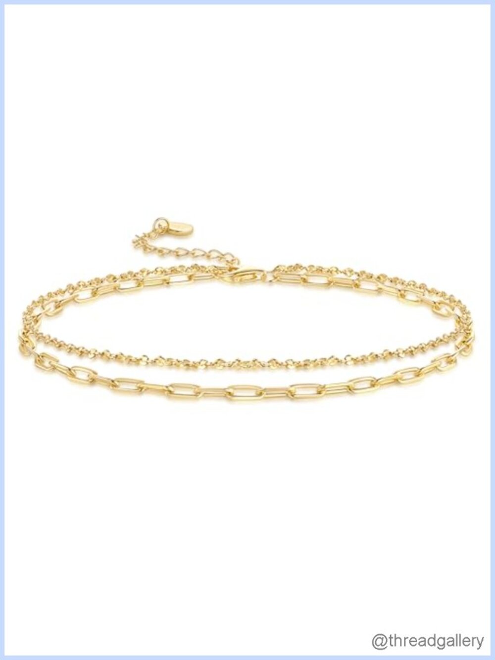 14K Gold Plated Double Chain Anklet Adjustable Ankle Bracelet